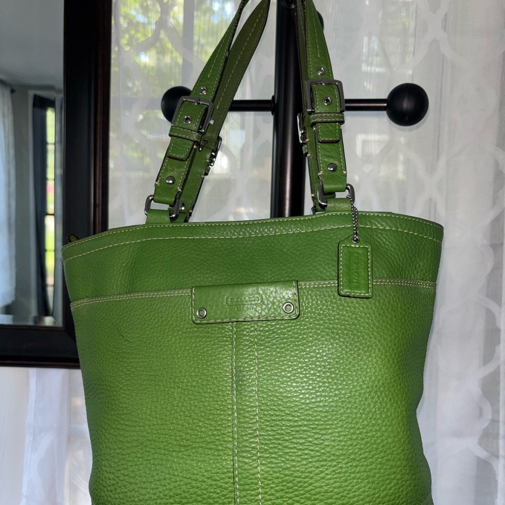 Coach Vibrant Green Leather Tote